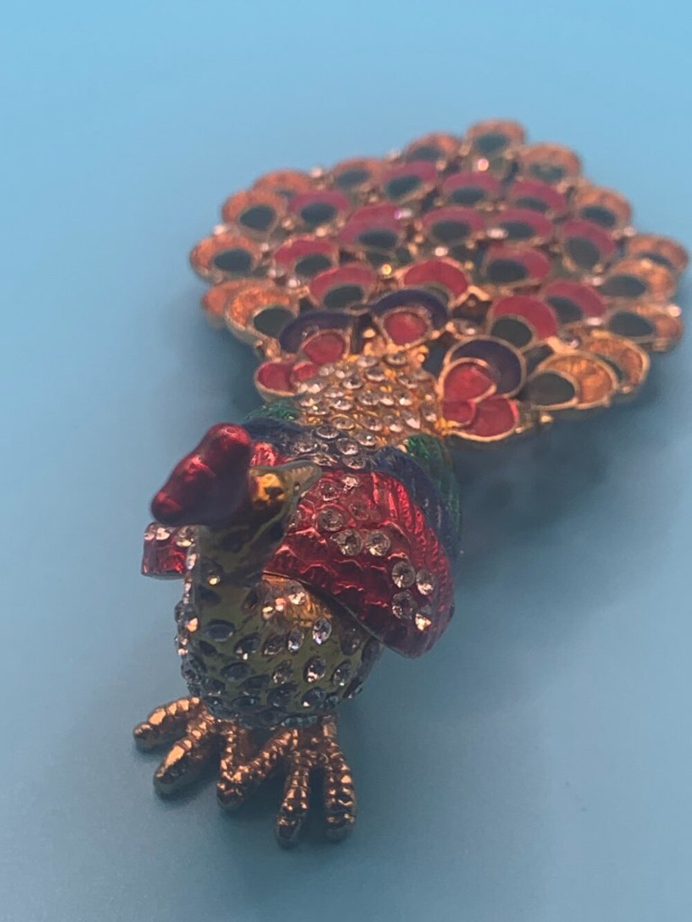 Peacock Enameled Keepsake Trinket Box SELLING AS IS